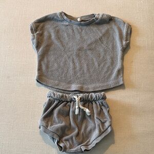 Quincy Mae Kids Terry Short Set - Gray